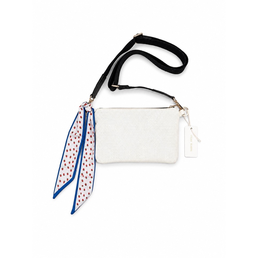 Vilah Bloom Perforated Crossbody Bag Cream Strawberry Scarf SCC-Prf